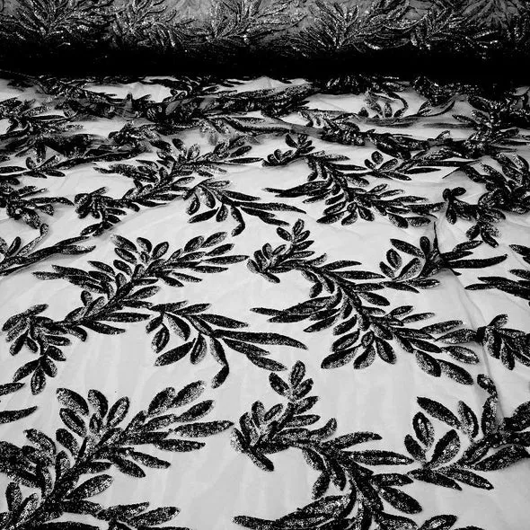 10pcs - Giselle Sequins Table Runner 14"x120" - Black