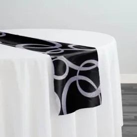 7pcs - Cirque Jacquard (Reversible) Table Runner 12"x12" - Black