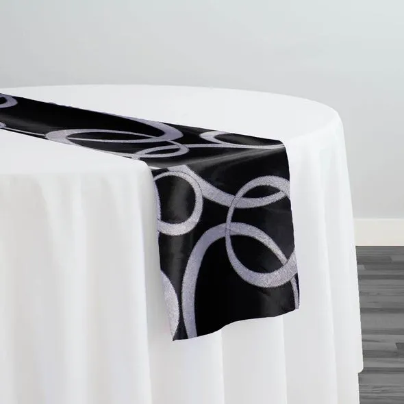 7pcs - Cirque Jacquard (Reversible) Table Runner 12"x12" - Black