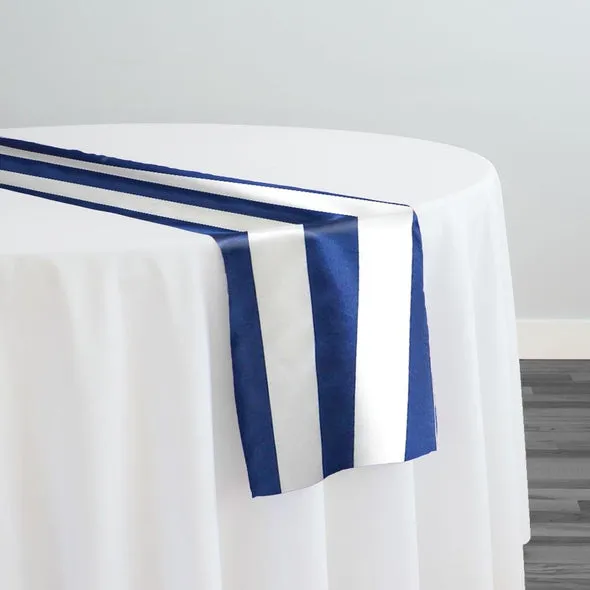 9pcs - 2" Satin Stripe Table Runner 14"x108" - White and Navy