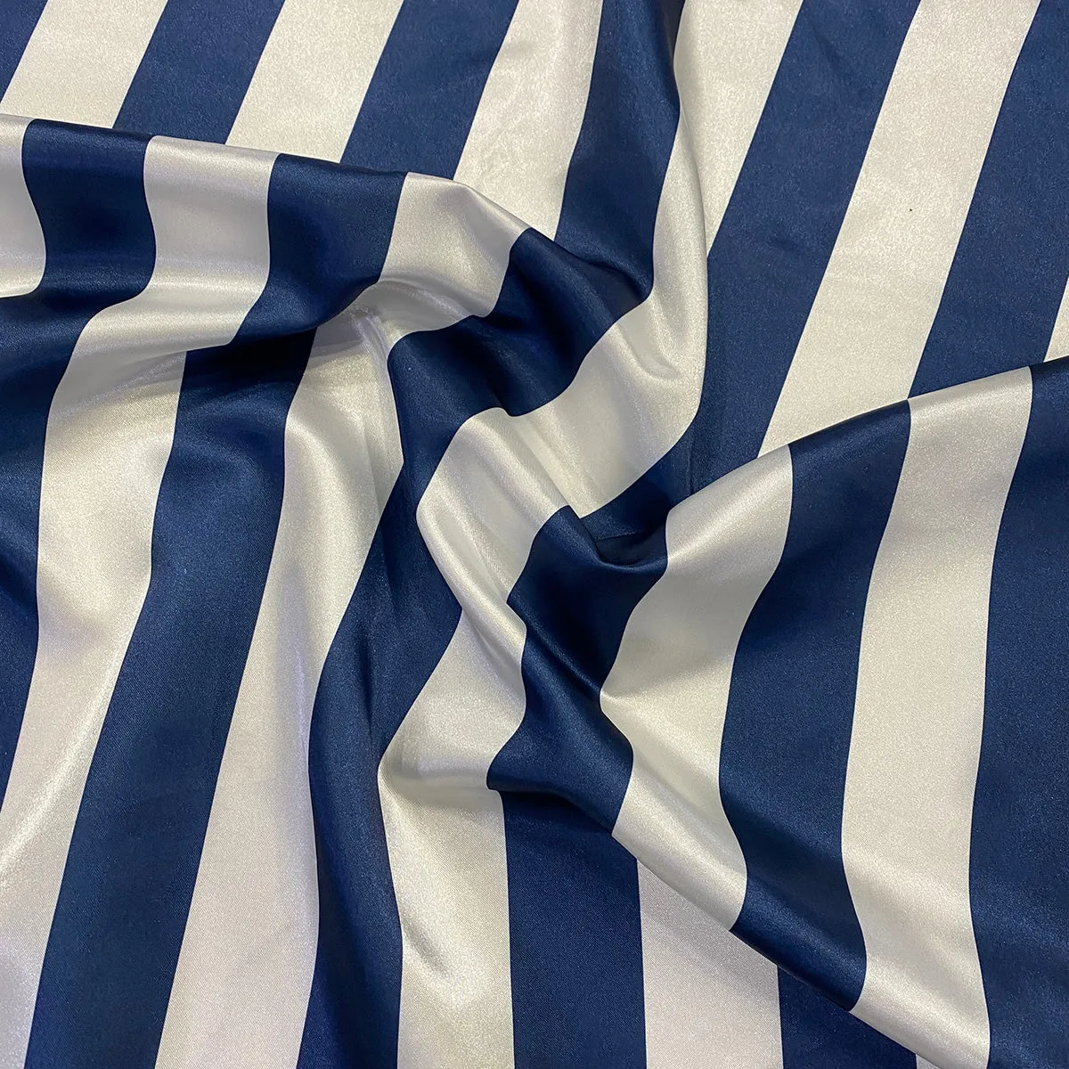9pcs - 2" Satin Stripe Table Runner 14"x108" - White and Navy