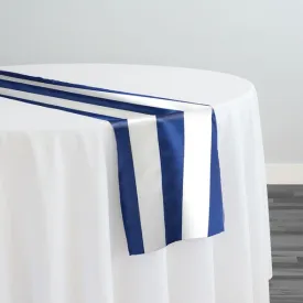 9pcs - 2" Satin Stripe Table Runner 14"x108" - White and Navy