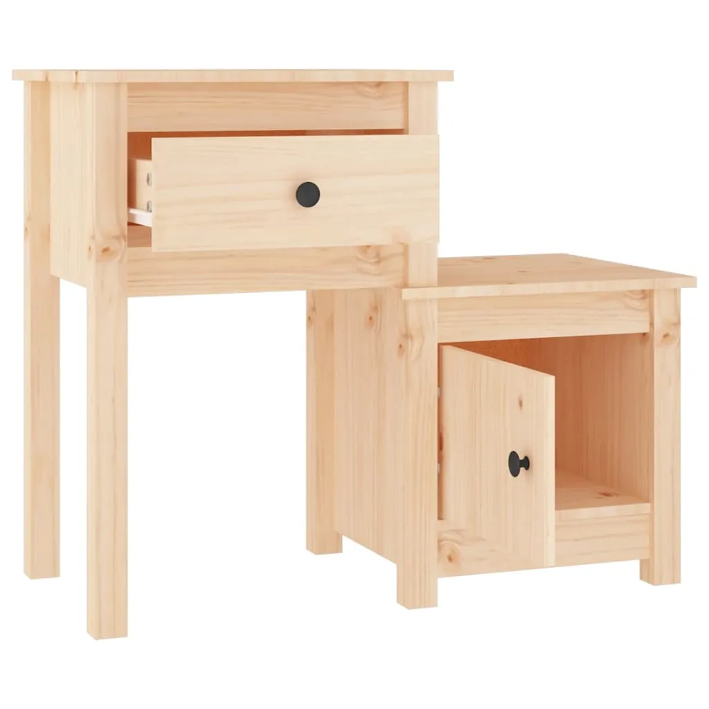 Bedside Cabinet 2 pcs 79.5x38x65.5 cm Solid Wood Pine