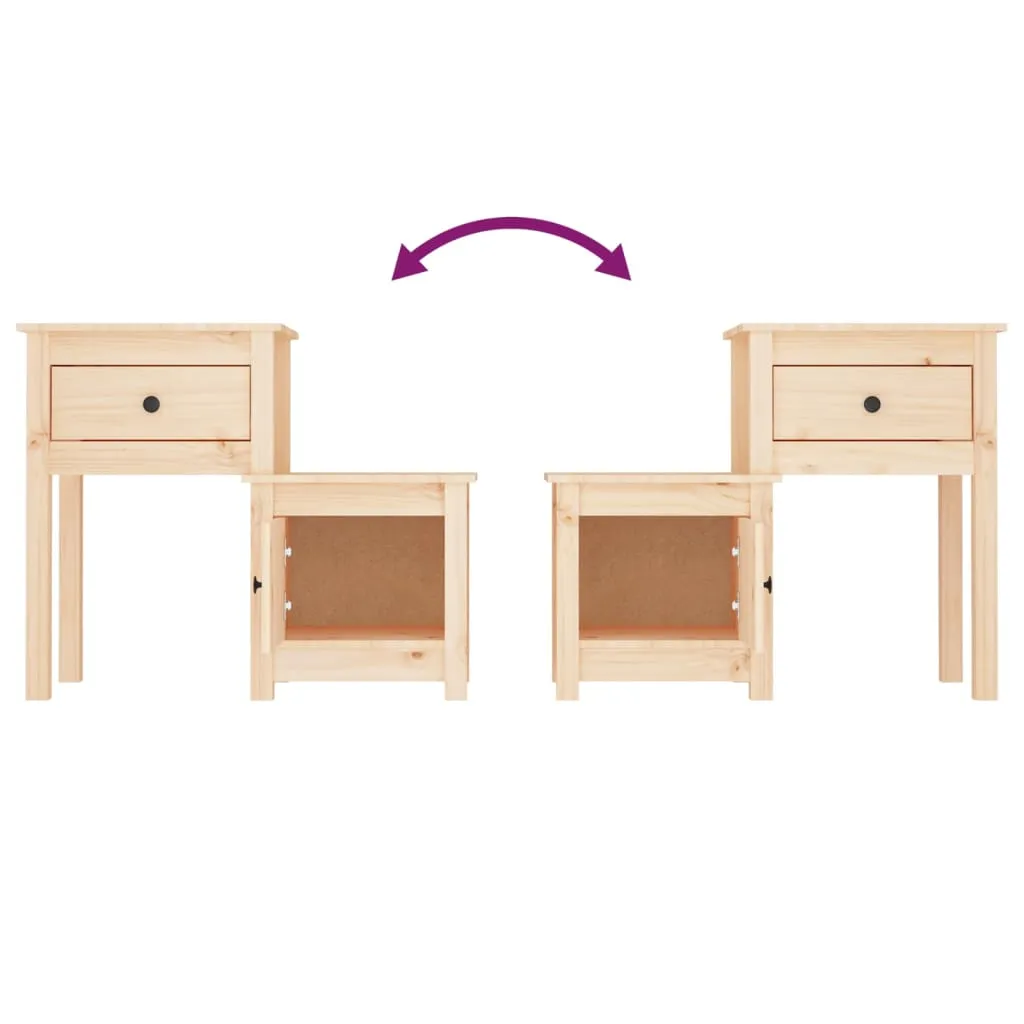 Bedside Cabinet 2 pcs 79.5x38x65.5 cm Solid Wood Pine
