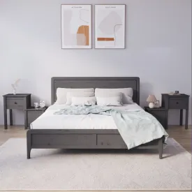 Bedside Cabinet 2 pcs Grey 79.5x38x65.5 cm Solid Wood Pine