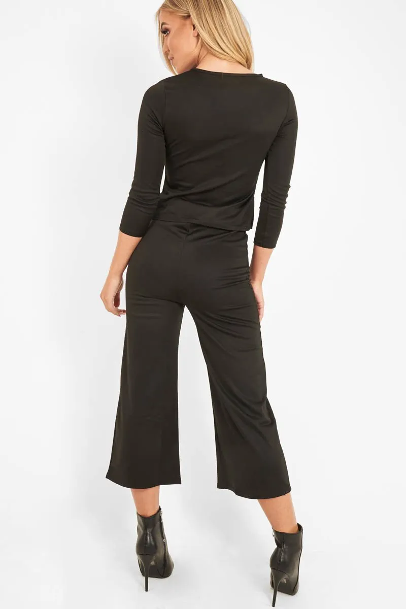 Black Keyhole Top Culotte Co-Ord - Raelinn