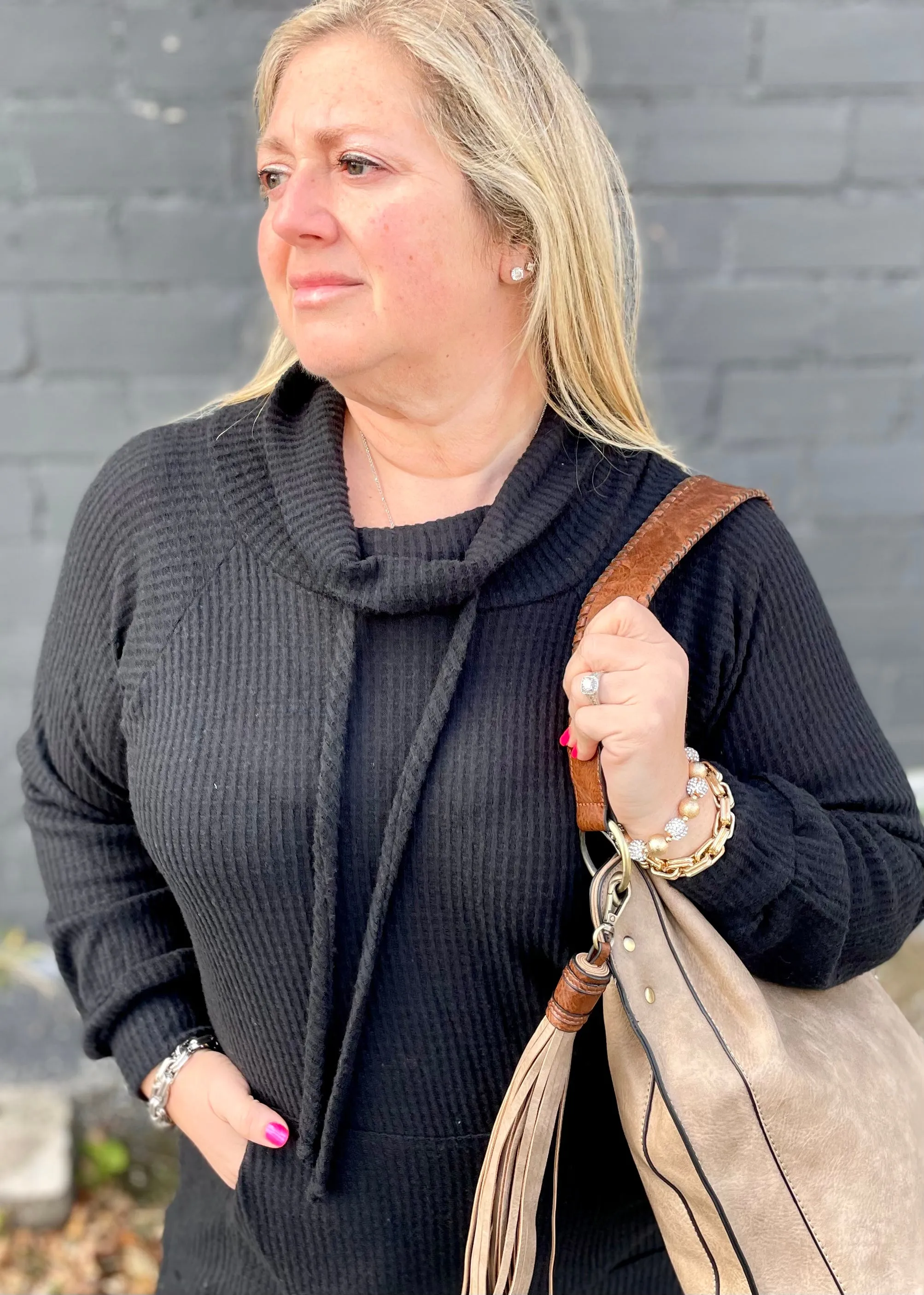 Black Turtle Neck Tunic Top