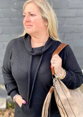 Black Turtle Neck Tunic Top
