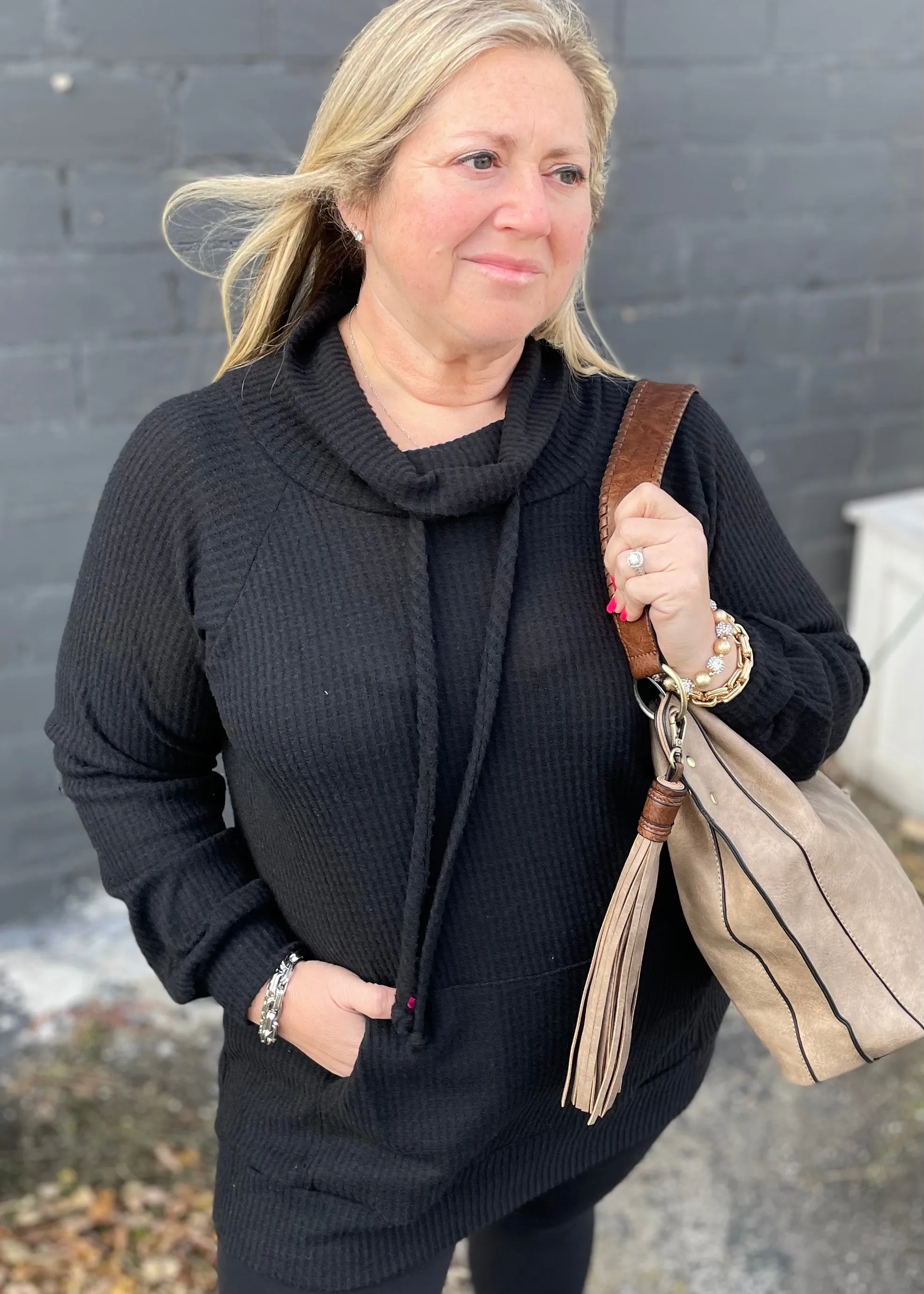 Black Turtle Neck Tunic Top