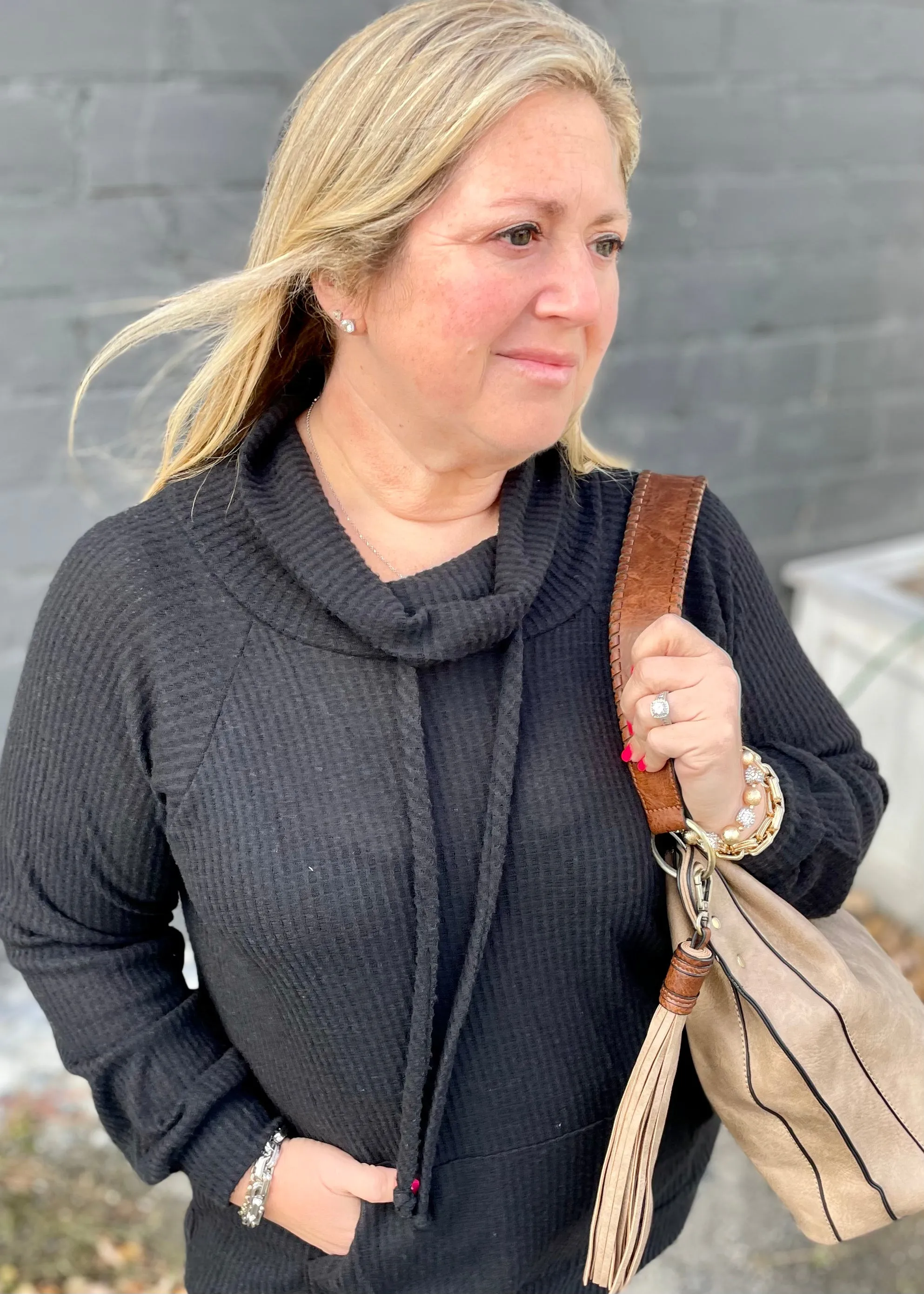 Black Turtle Neck Tunic Top