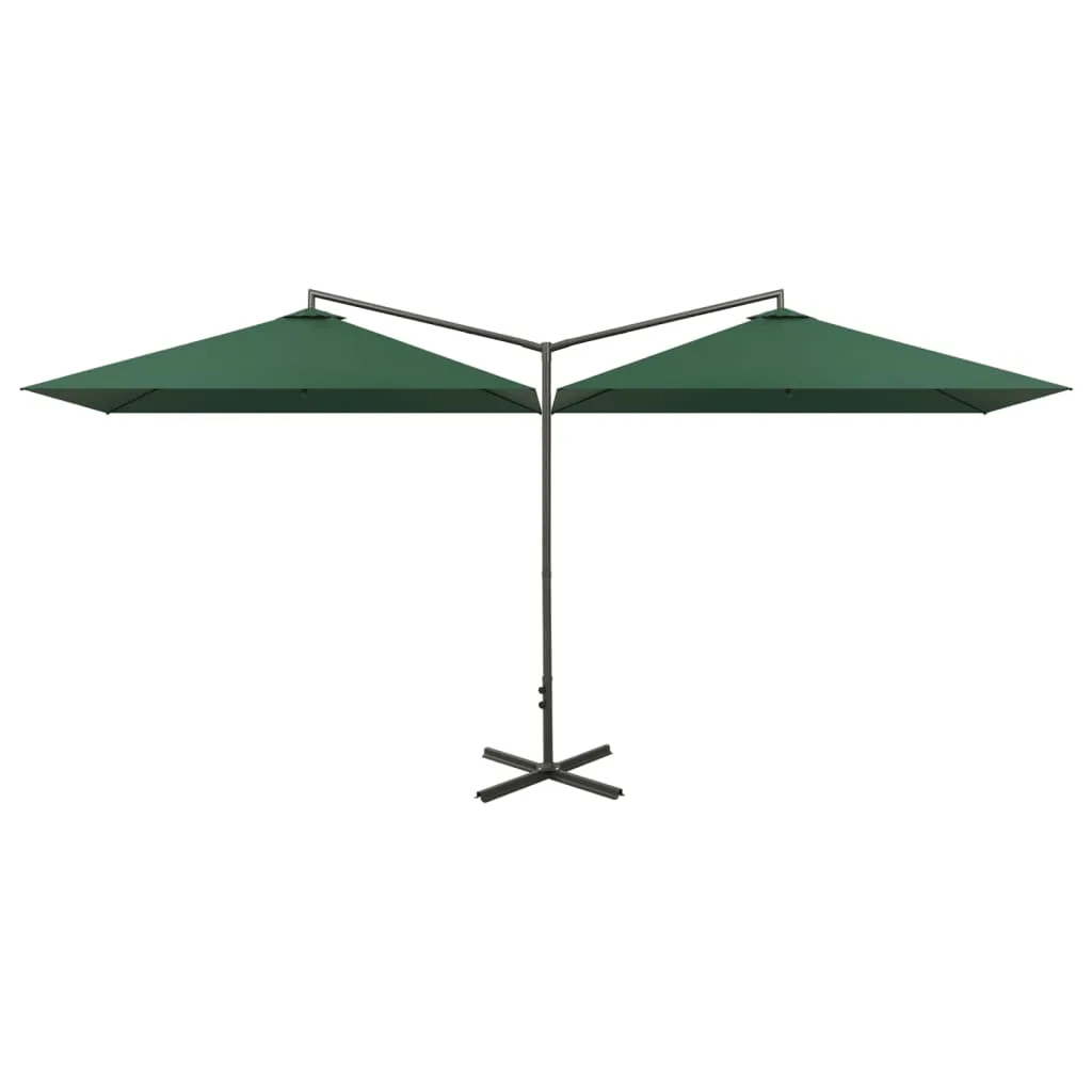 Double Parasol with Steel Pole Green 600x300 cm