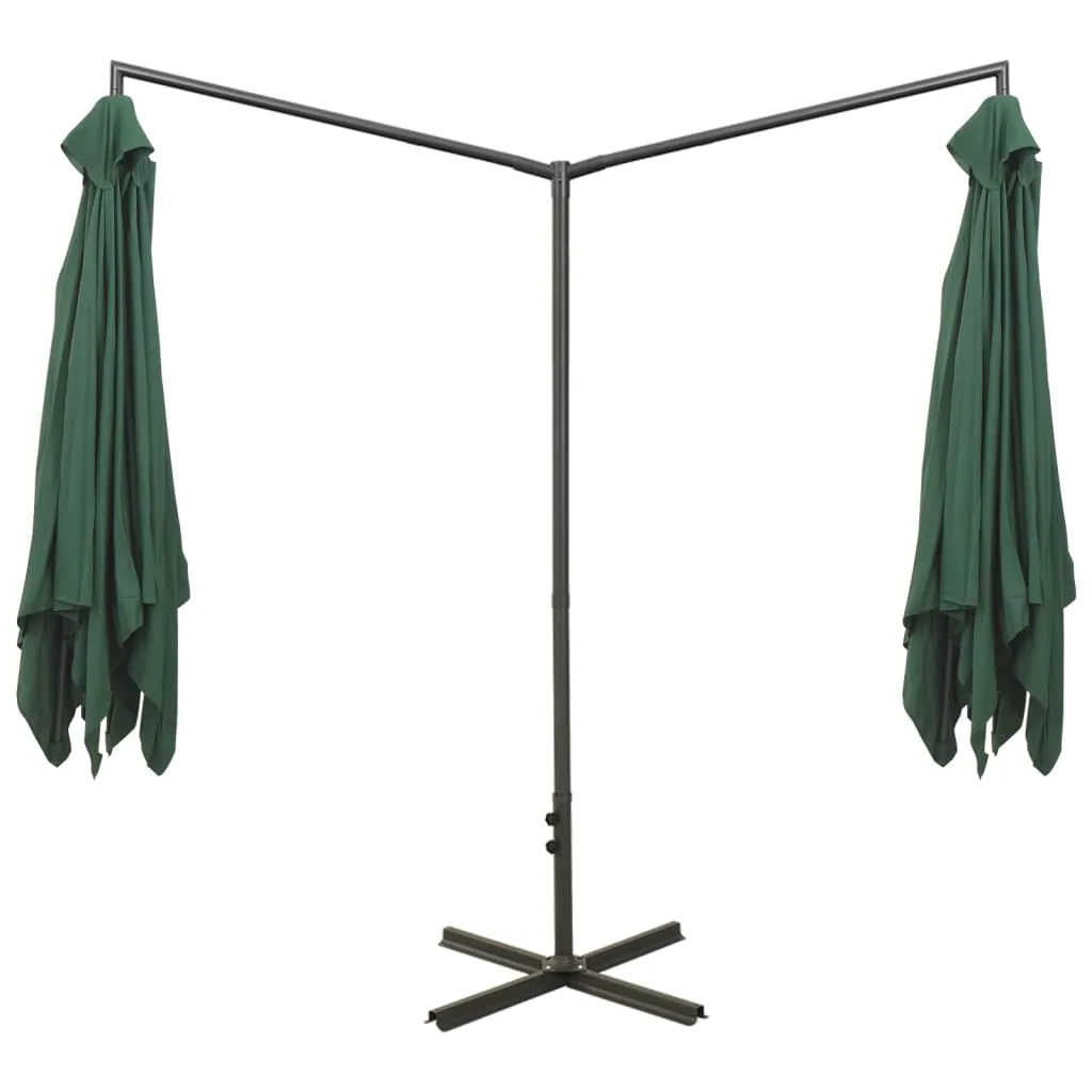 Double Parasol with Steel Pole Green 600x300 cm