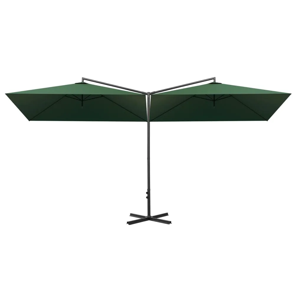 Double Parasol with Steel Pole Green 600x300 cm