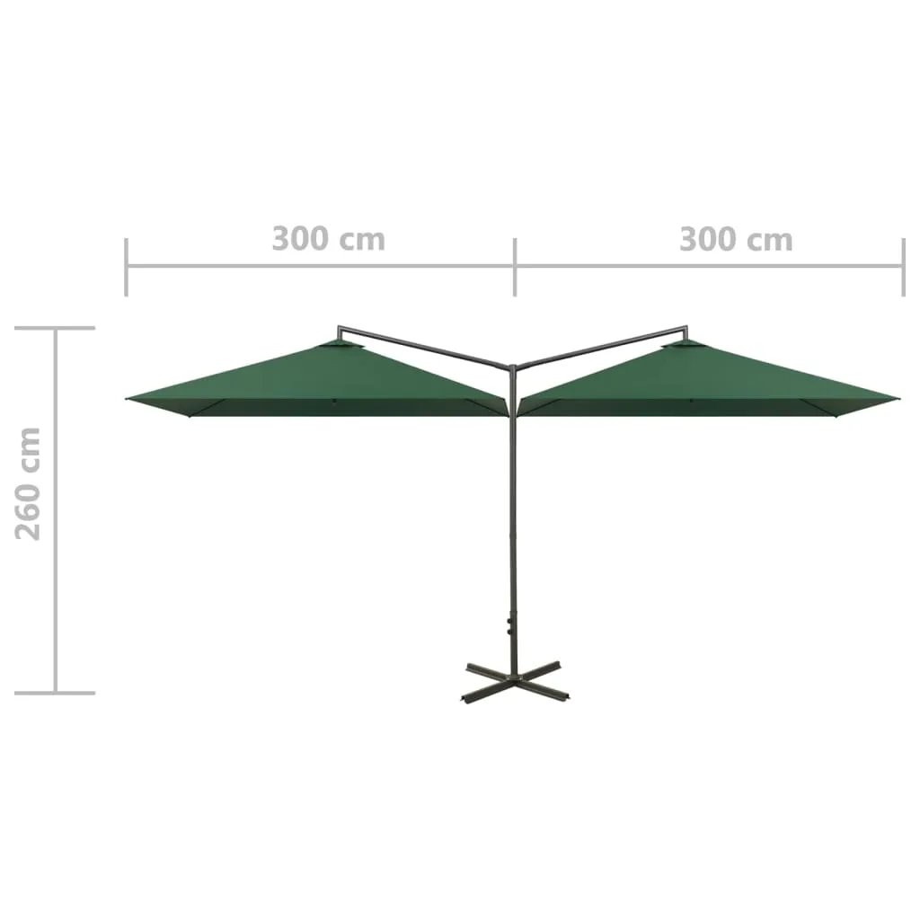 Double Parasol with Steel Pole Green 600x300 cm