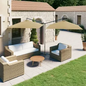 Double Parasol with Steel Pole Taupe 600x300 cm