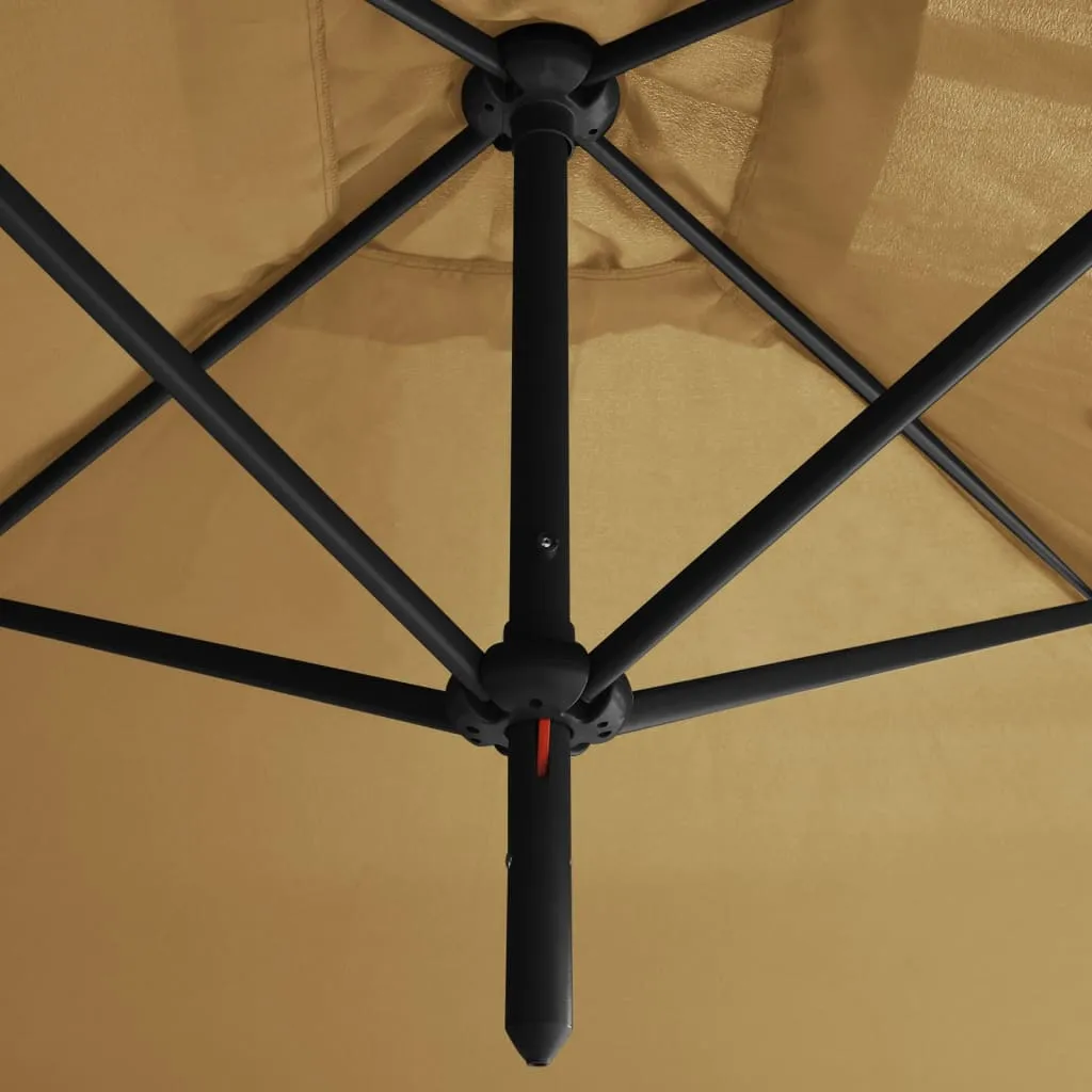 Double Parasol with Steel Pole Taupe 600x300 cm
