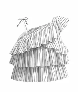 Girl's Asymmetrical Ruffle Top