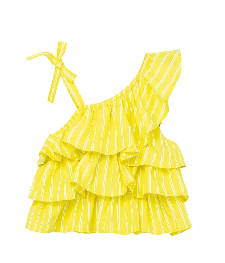 Girl's Asymmetrical Ruffle Top