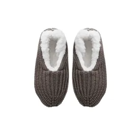 Grey Knitted Footsie Slippers