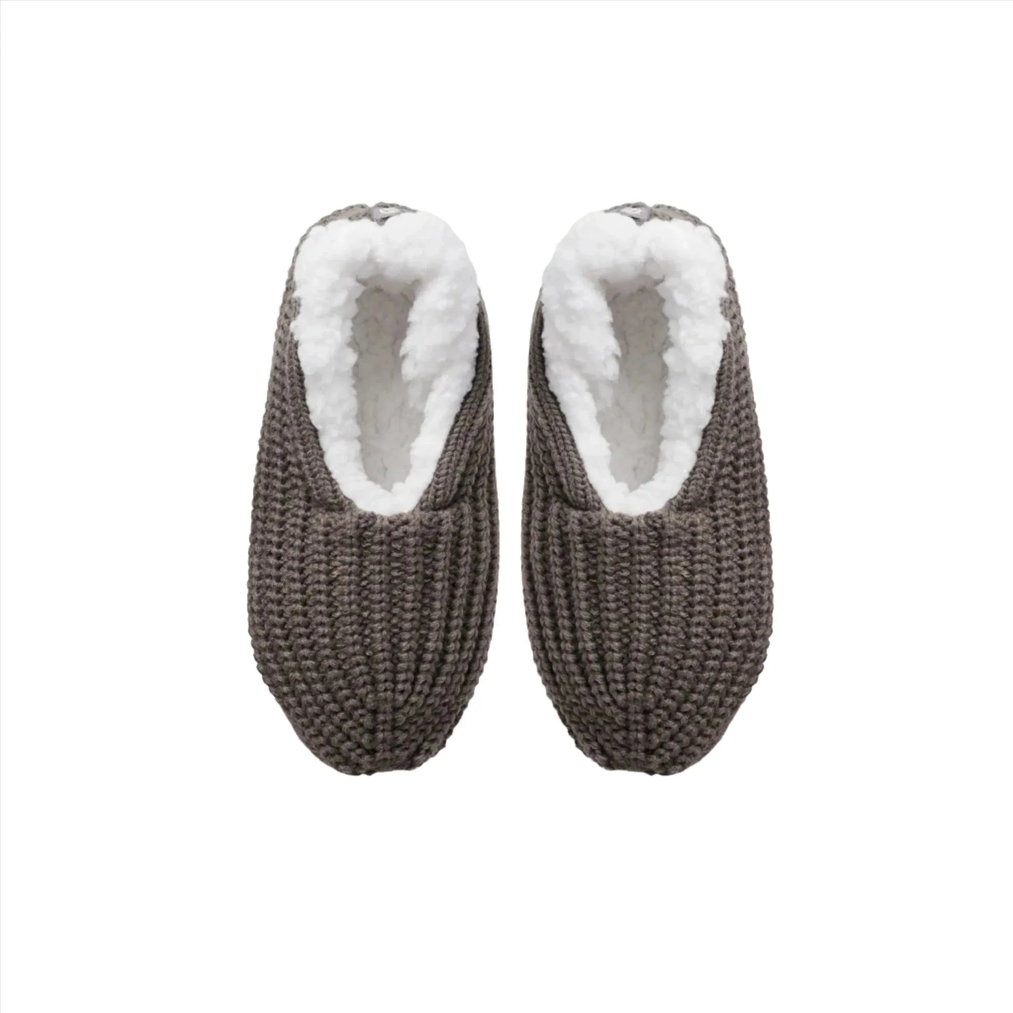 Grey Knitted Footsie Slippers