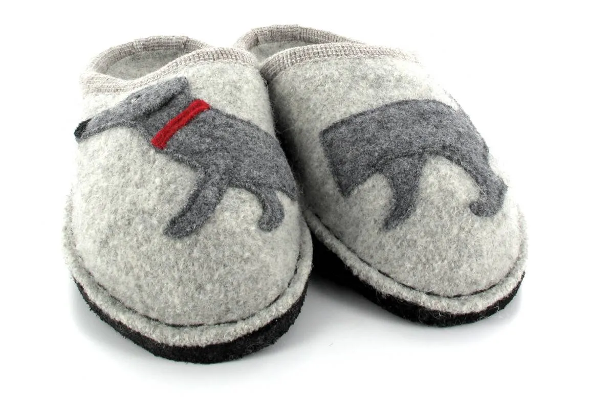 HAFLINGER® Dog Slippers | Flair Dachshund, Stone-Gray