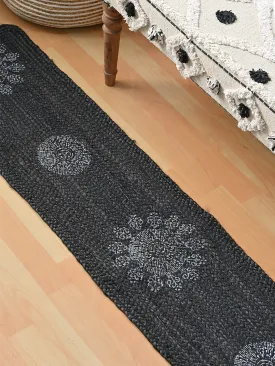 ISAAC - JUTE BRAIDED BLOCK PRINTED FLOOR  RUNNER