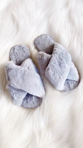 Jessica Fluffy Slippers - Grey
