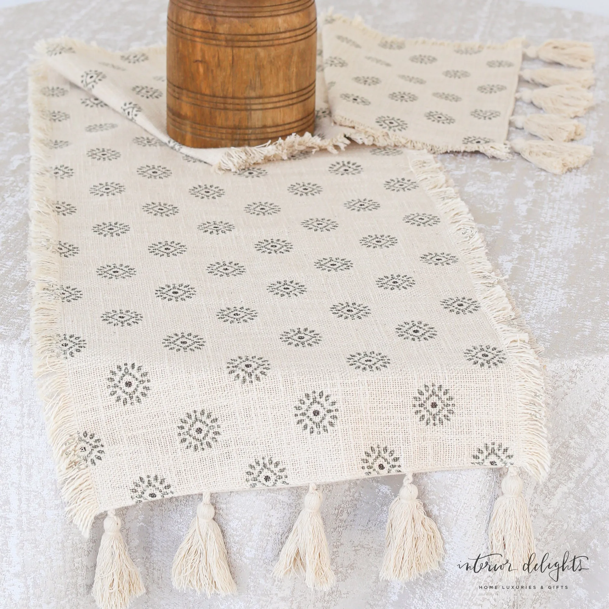 Medallion with Tassels Table Runner