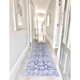 Megan Blue Machine Washable Foldable Runner Rug
