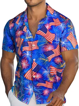 Men's Hawaiian Printed Short Sleeve Shirts Tropical Floral Button Down Aloha Holiday Shirt Vacation Casual Beach Clothings