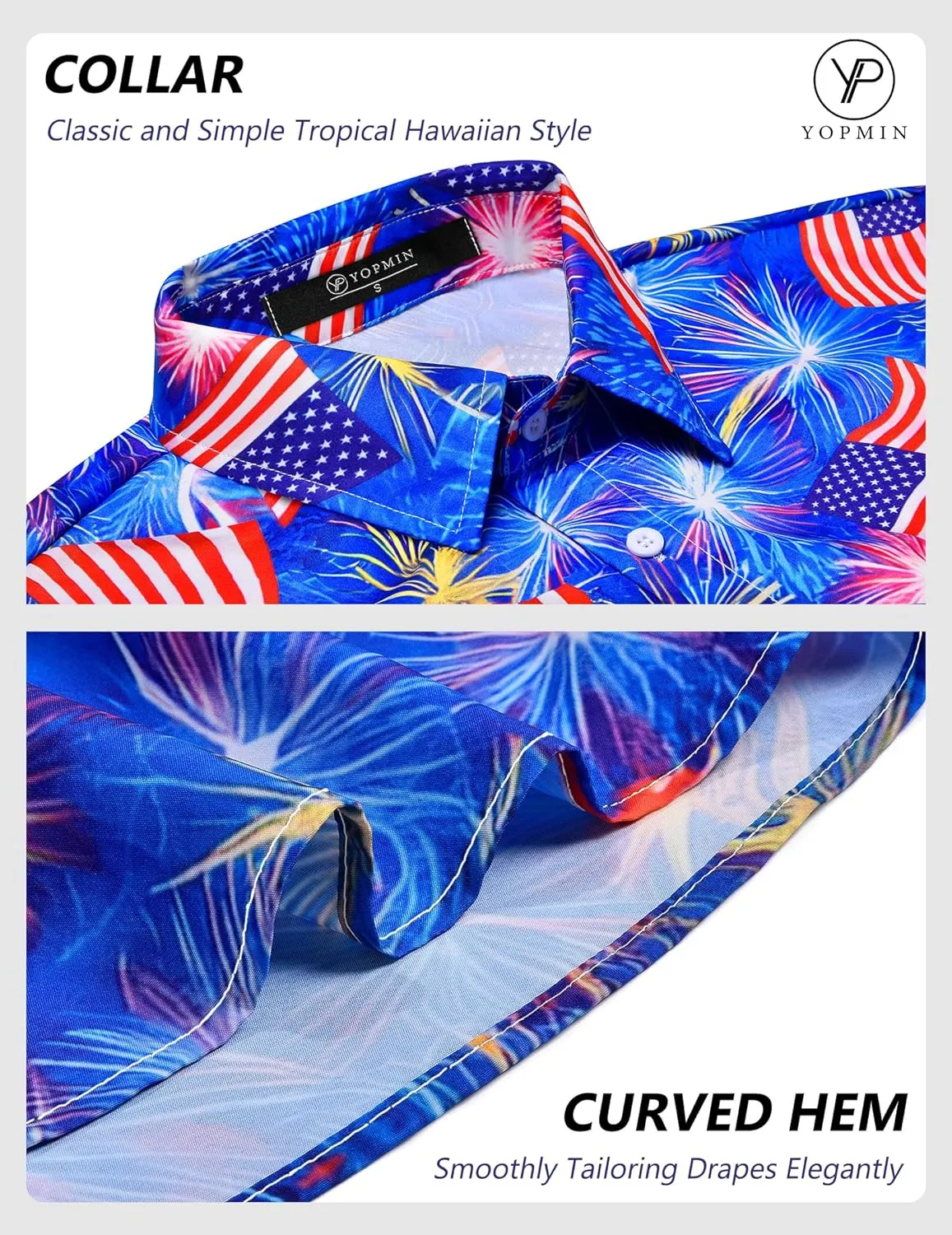 Men's Hawaiian Printed Short Sleeve Shirts Tropical Floral Button Down Aloha Holiday Shirt Vacation Casual Beach Clothings