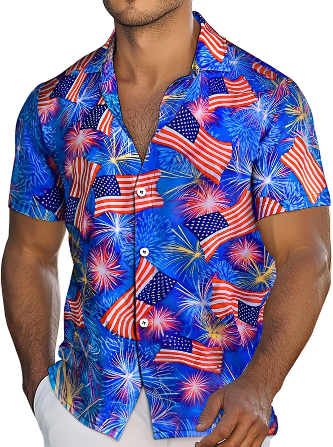 Men's Hawaiian Printed Short Sleeve Shirts Tropical Floral Button Down Aloha Holiday Shirt Vacation Casual Beach Clothings