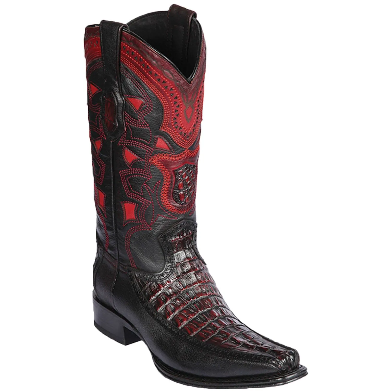 Men's Los Altos Original Caiman Tail and Deer European Square Toe Boots 76F01