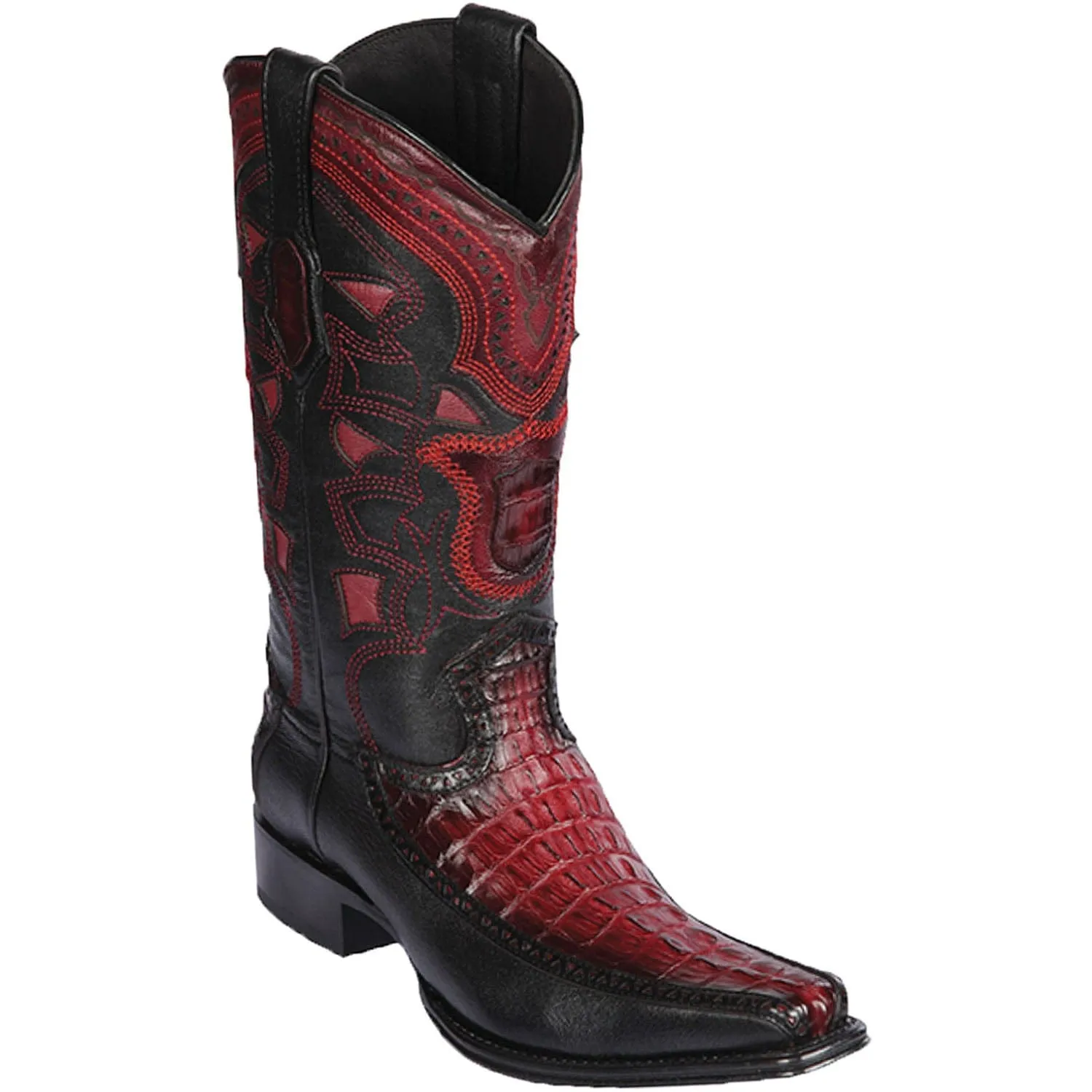 Men's Los Altos Original Caiman Tail and Deer European Square Toe Boots 76F01
