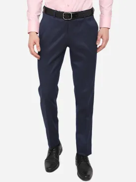 Navy Blue Solid Super Slim Fit Formal Trouser | Greenfibre