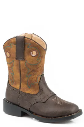 Roper Toddlers Boys Dark Brown Faux Leather Daniel Cowboy Boots