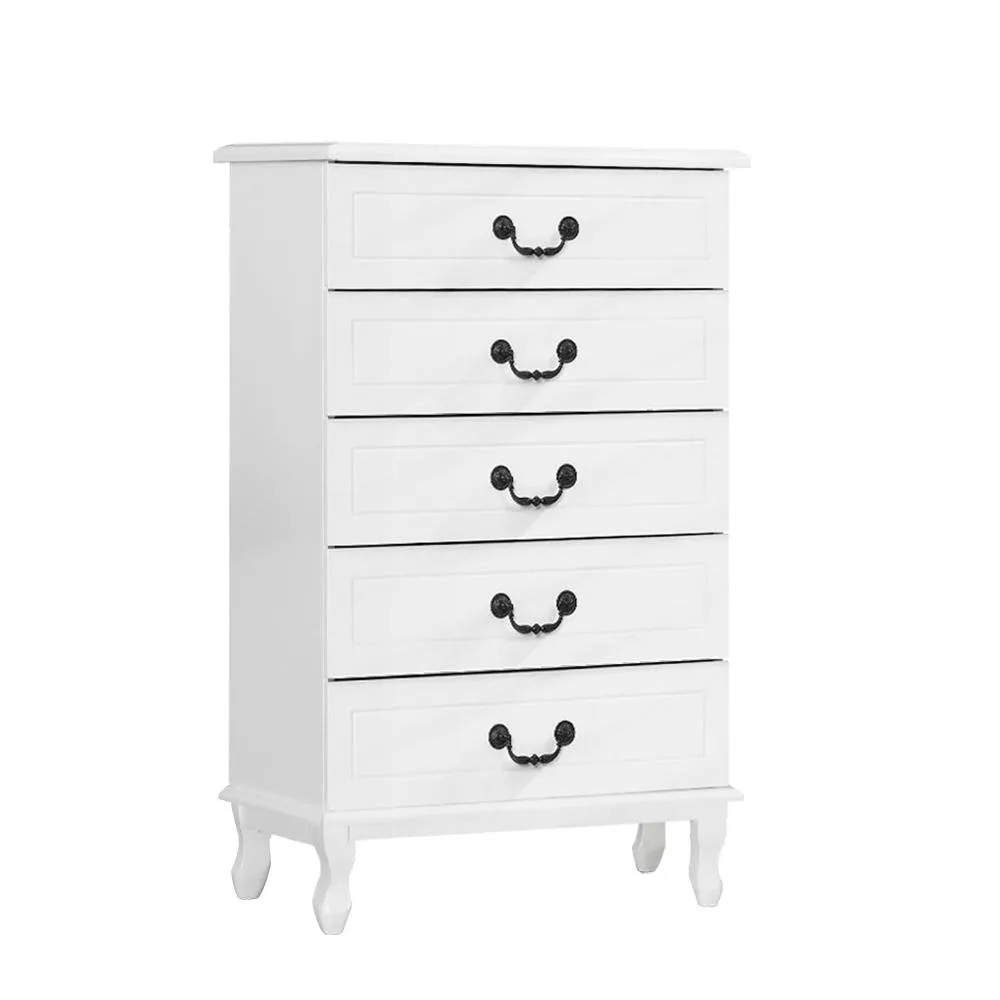 Tallboy 5 Drawers Storage Cabinet White