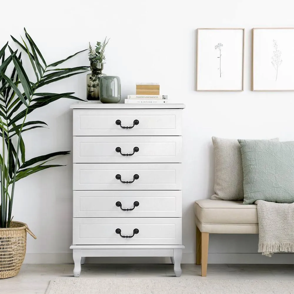 Tallboy 5 Drawers Storage Cabinet White