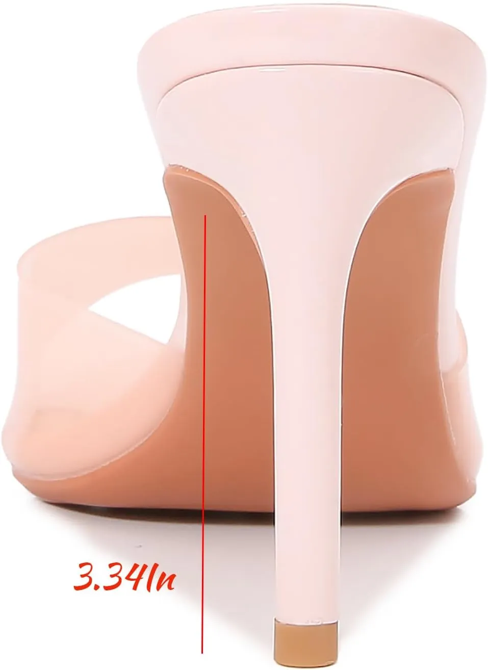 Women's Clear Pointed Open Toe Stiletto Heel Slide Sandals Fashion Sexy Slip On Transparent Strap High Heels Mules Summer Backless Party Wedding Prom Dress Shoes