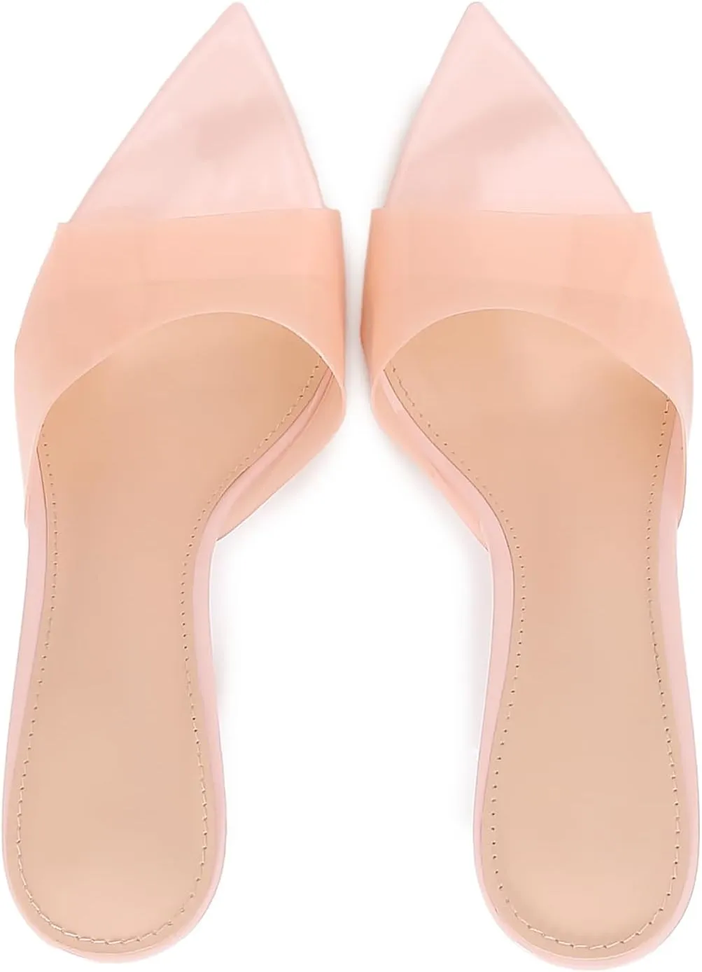 Women's Clear Pointed Open Toe Stiletto Heel Slide Sandals Fashion Sexy Slip On Transparent Strap High Heels Mules Summer Backless Party Wedding Prom Dress Shoes